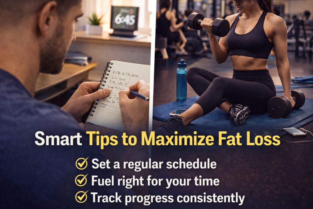 Fitness planning and strength training showing smart tips to maximize fat loss