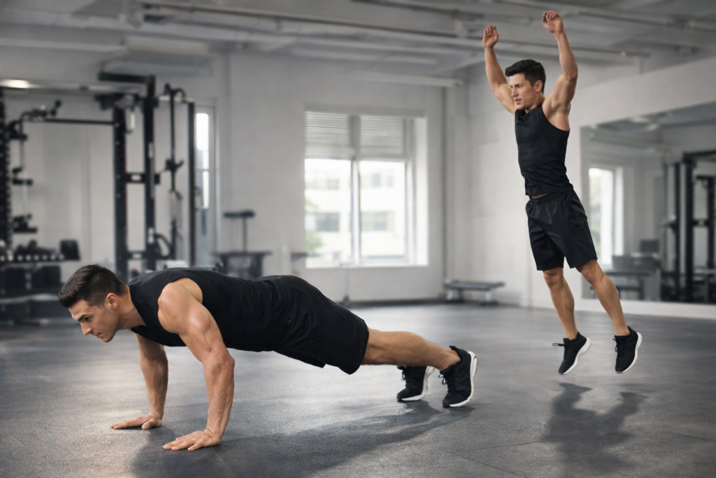 Burpees full body fat burning exercise