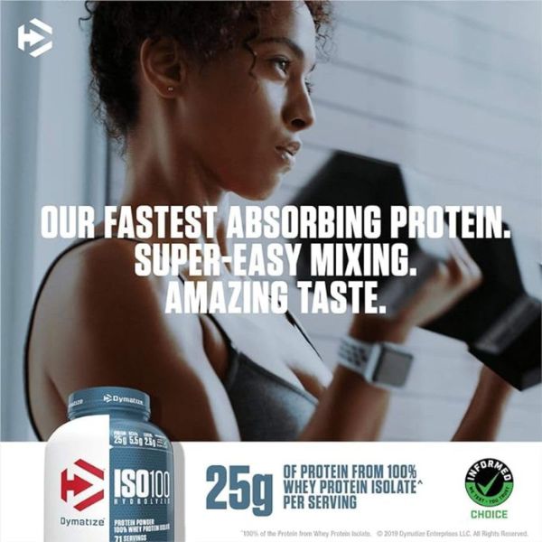 Dymatize ISO100 protein powder container