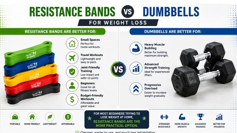 Resistance bands vs dumbbells comparison for home weight loss workouts