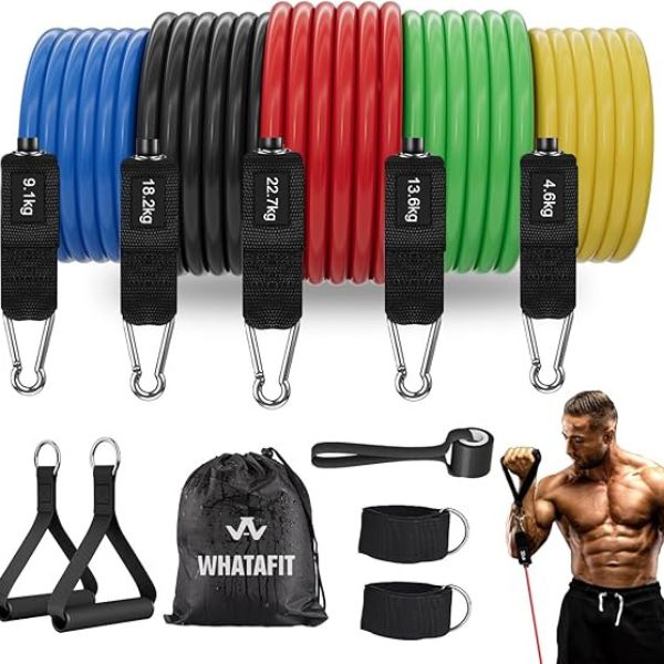 WHATAFIT resistance bands set with handles and door anchor