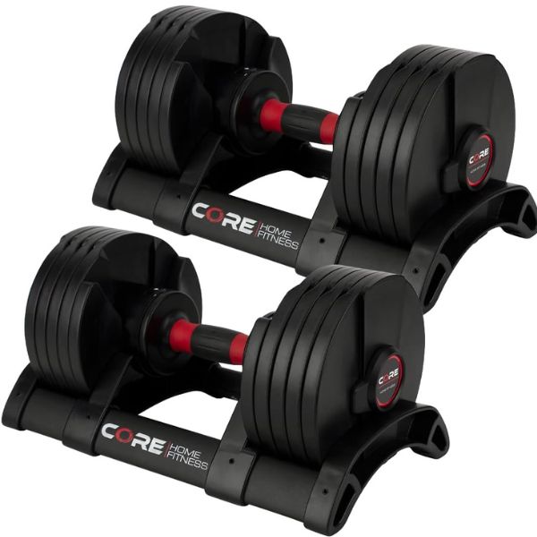 Core Home Fitness Adjustable Dumbbells with Quick Weight Change System