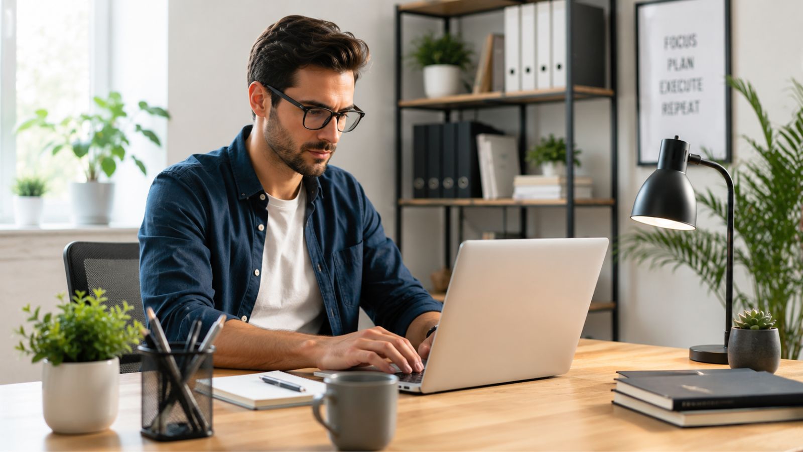 Professional using mindfulness techniques to improve focus, concentration, productivity, and cognitive performance.